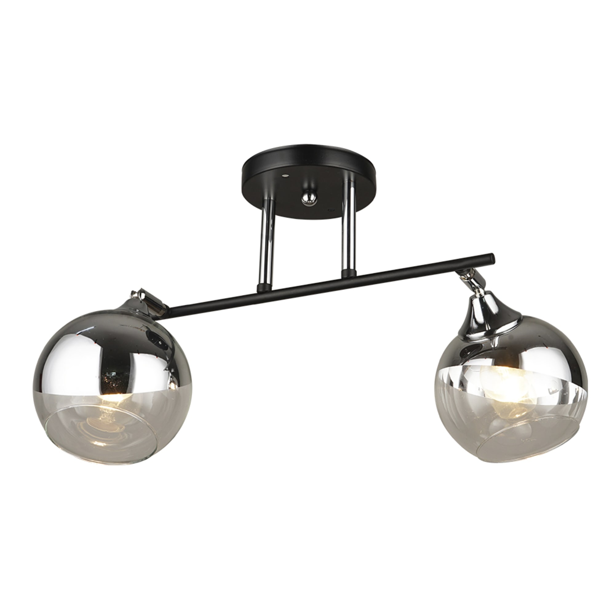 83621197 Люстра потолочная 2 лампы, 6 м², цвет чёрный/хром Присси Santreyd 