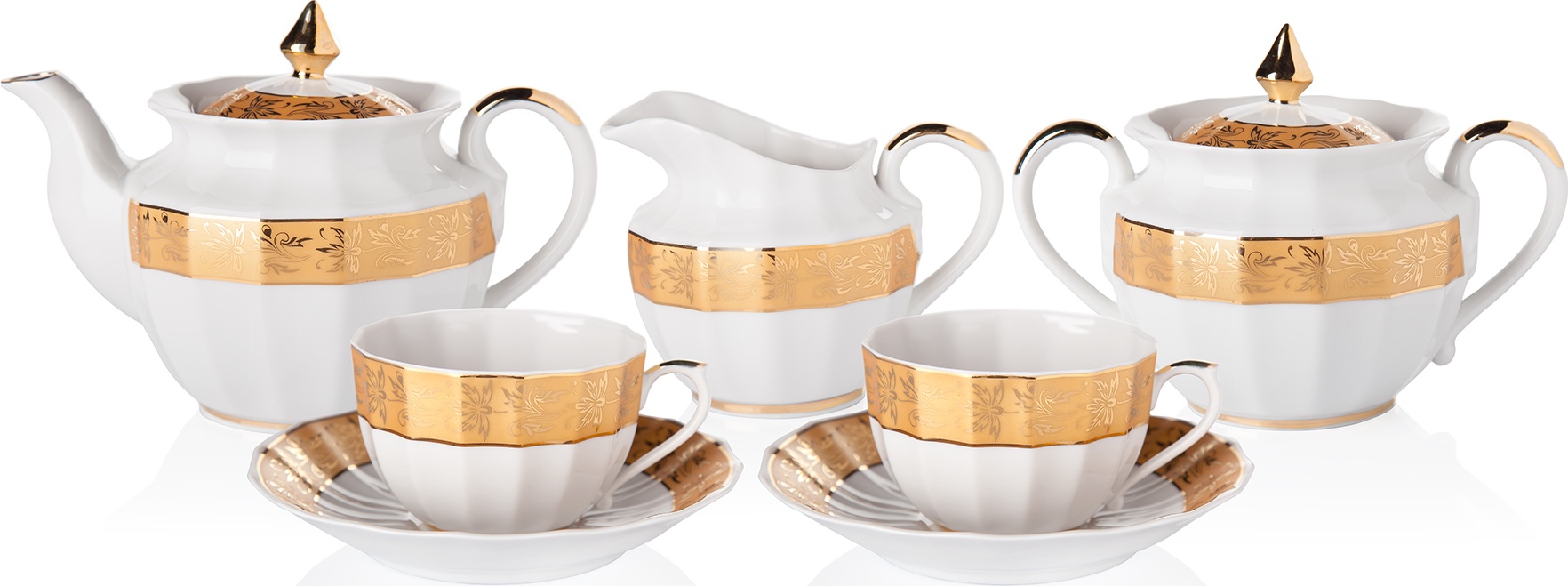 10621571 Промыслы Вербилок Сервиз чайный 6/15 "Центория золотая" Фарфор 