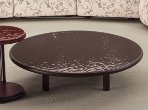 Стеклянный ироко круглый низкий садовый столик