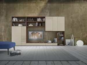 Presotto Модульная лакированная стенка для хранения из дерева Pari & dispari librerie