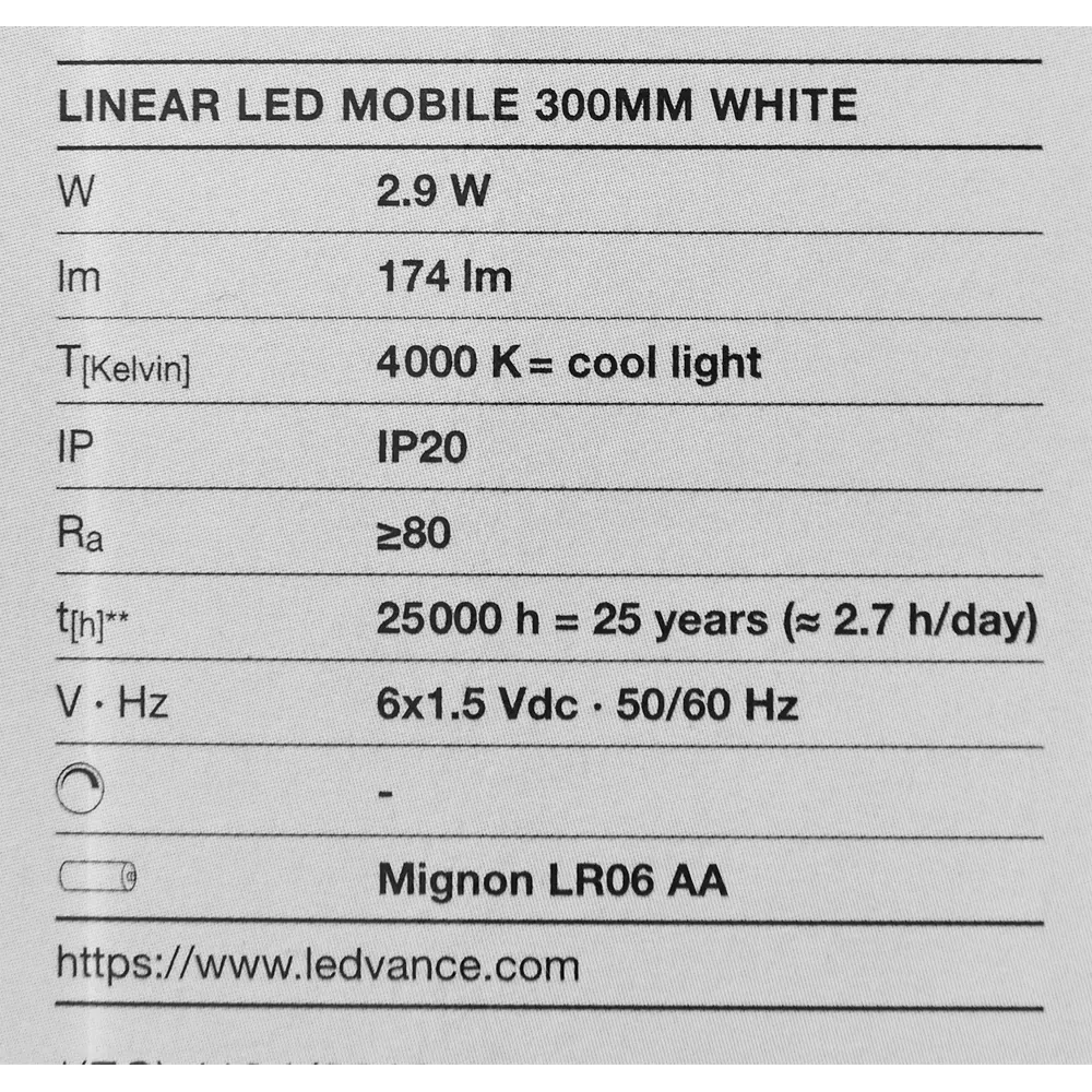 Светильник светодиодный Ledvance Linearled Mobile 300 на батарейках крепление на клей цвет белый 82282395 STLM-2170907  - Вид №5