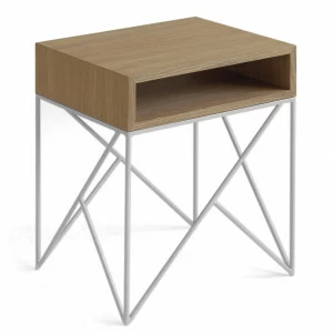 Прикроватная тумбочка дизайнерская темный дуб Prince white INTELLIGENT DESIGN  260976 Бежевый