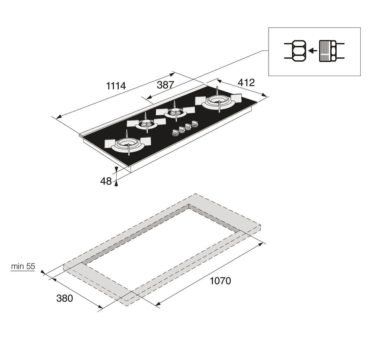 5485177 Газовая варочная поверхность Asko HG8144BGB1 STDN-0133619 - Вид №5