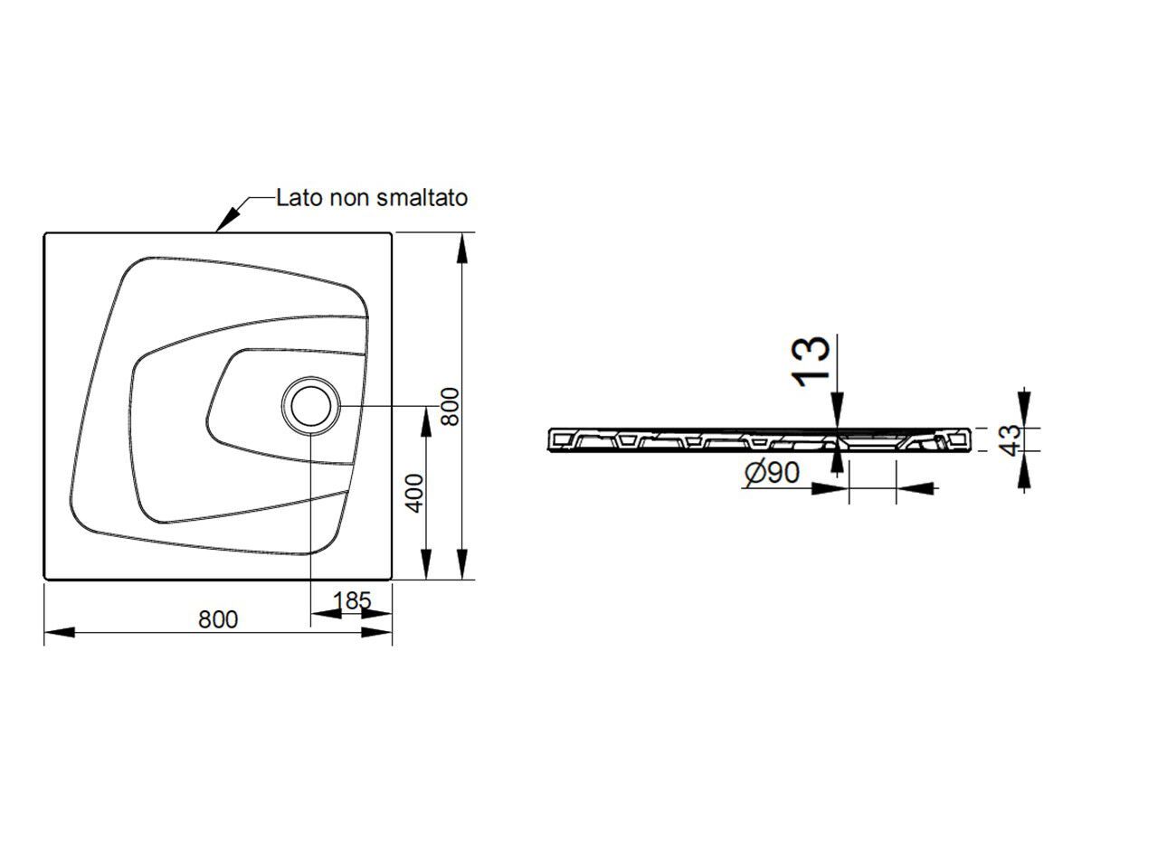 Керамический нескользящий квадратный поддон для душа Ceramica Dolomite за пределами ARCH-00056029 - Вид №25