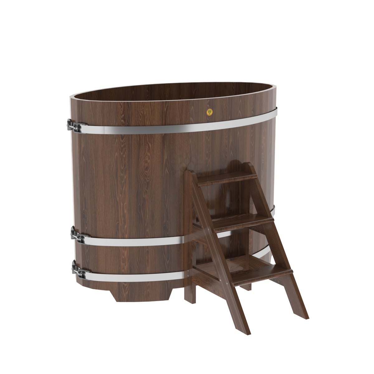 1277 Купель овальная из дуба 0,80х1,42х1,2 морёный Alyarus 