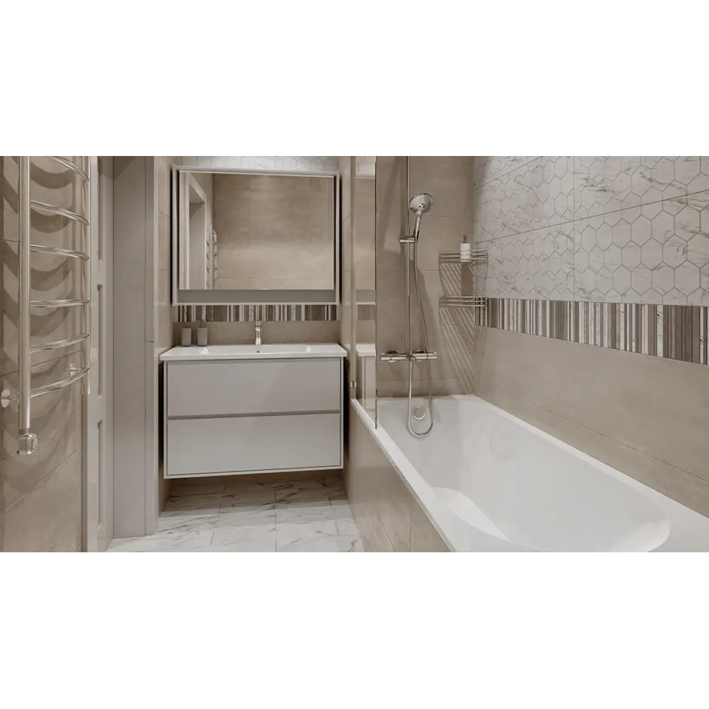 Плитка настенная Marble «Гексо» 60x30 см 1.62 м2 цвет белый матовый 82109583 STLM-2145793 BELANI  - Вид №9