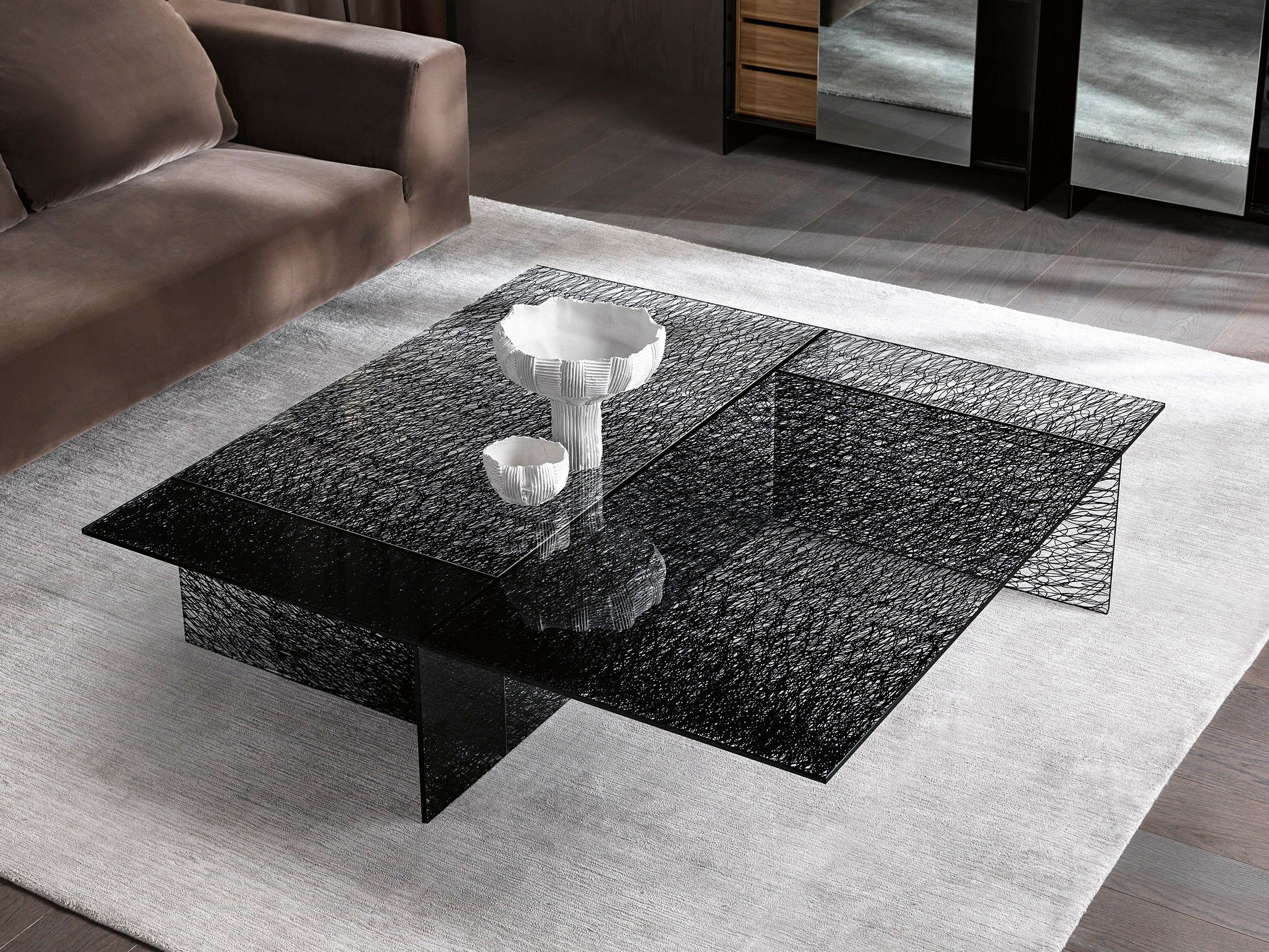 Квадратный стеклянный журнальный столик Tonelli Design Секстант ARCH-00128247