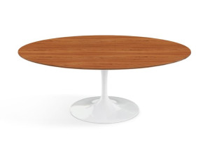 Овальный журнальный столик с деревянной столешницей и алюминиевым основанием