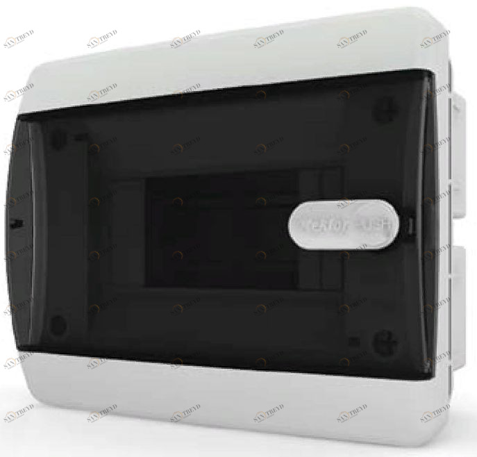 Бокс внутренний на 8 модулей Tekfor (черная прозрачная дверь) 7329