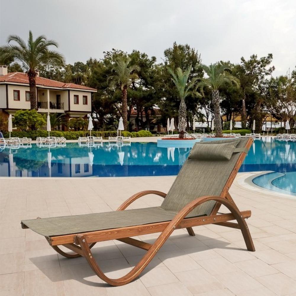 Шезлонг-лежак с подлокотниками в виде зигзага "Мальта" Olive AFINA  130447 Коричневый  - Вид №2