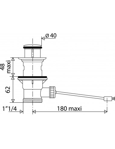 60220000000  Автоматический слив для умывальника, с клапаном, горизонтальная тяга, затяжка 33/48 мм, NF Valentin Хром  - Вид №2
