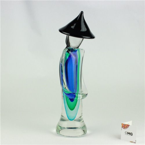 1710 ORIGINALMURANOGLASS Скульптура Синяя китайская пара - соммерсо - муранское стекло 15 см  - Вид №1