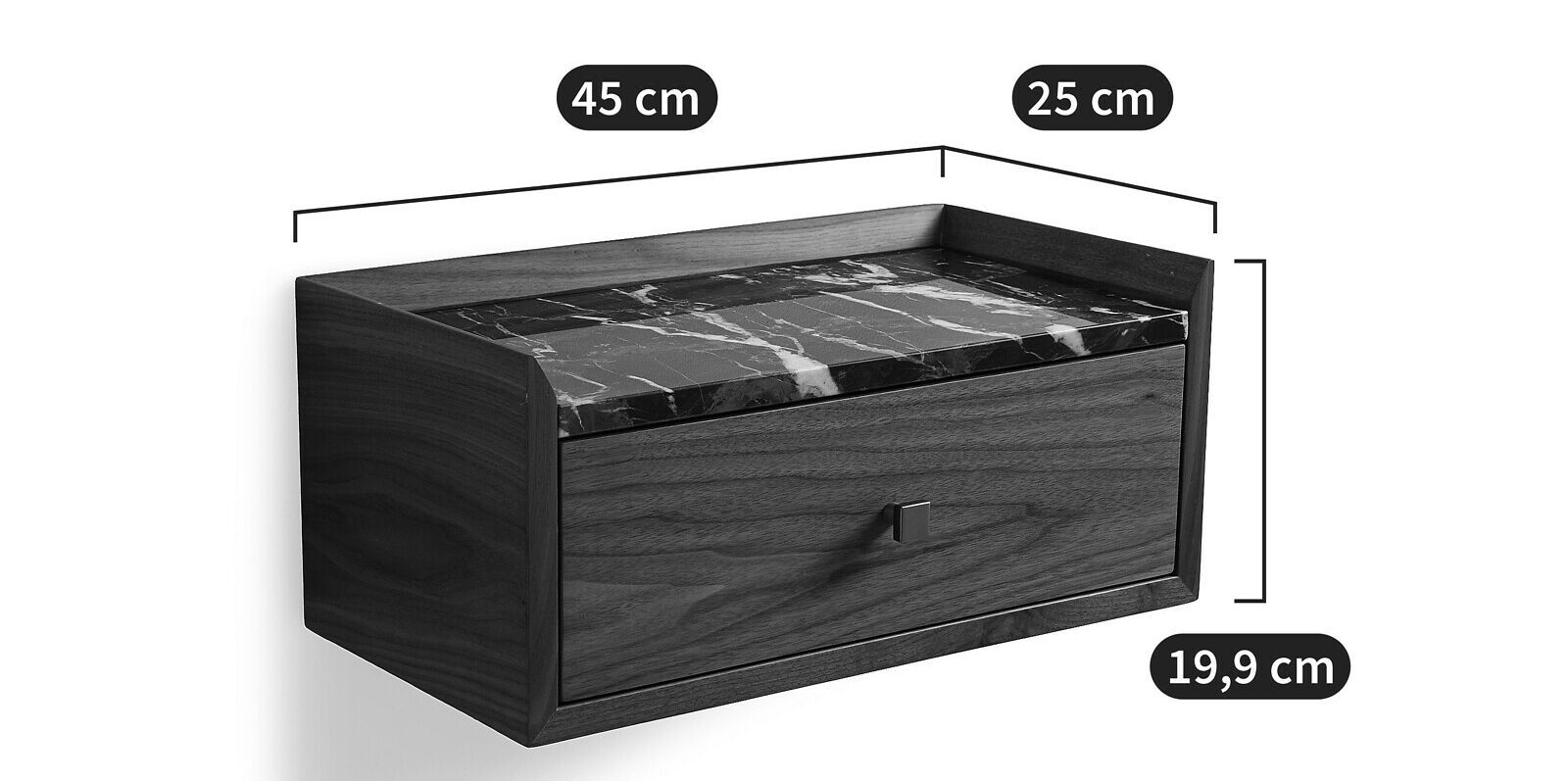 Подвесная тумбочка из дерева и мрамора с ящиками AMPM Noham ARCH-00058778 - Вид №4