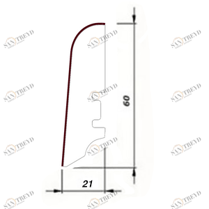 Плинтус Tecnorivest Черный Шпонированный Прямой Со Скосом 60х21 Дуб 2500х60 мм 1010001117