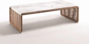 Flexform Прямоугольный кожаный журнальный столик с мраморной столешницей Tindari