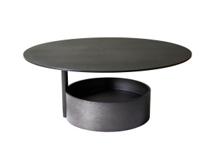 Низкий круглый журнальный столик с отсеком для хранения