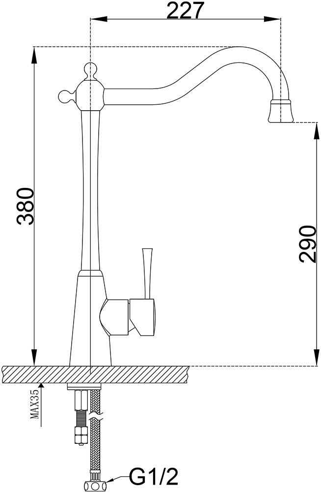 Смеситель ZorG Sanitary ZR 355 YF-BR для кухонной мойки, бронза - Вид №1