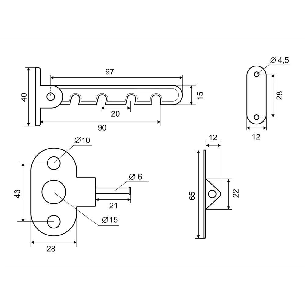 Ограничитель оконный Palladium 4 деления, 200х80х20 мм, ABS, цвет белый 12842440 STLM-2112508  - Вид №3