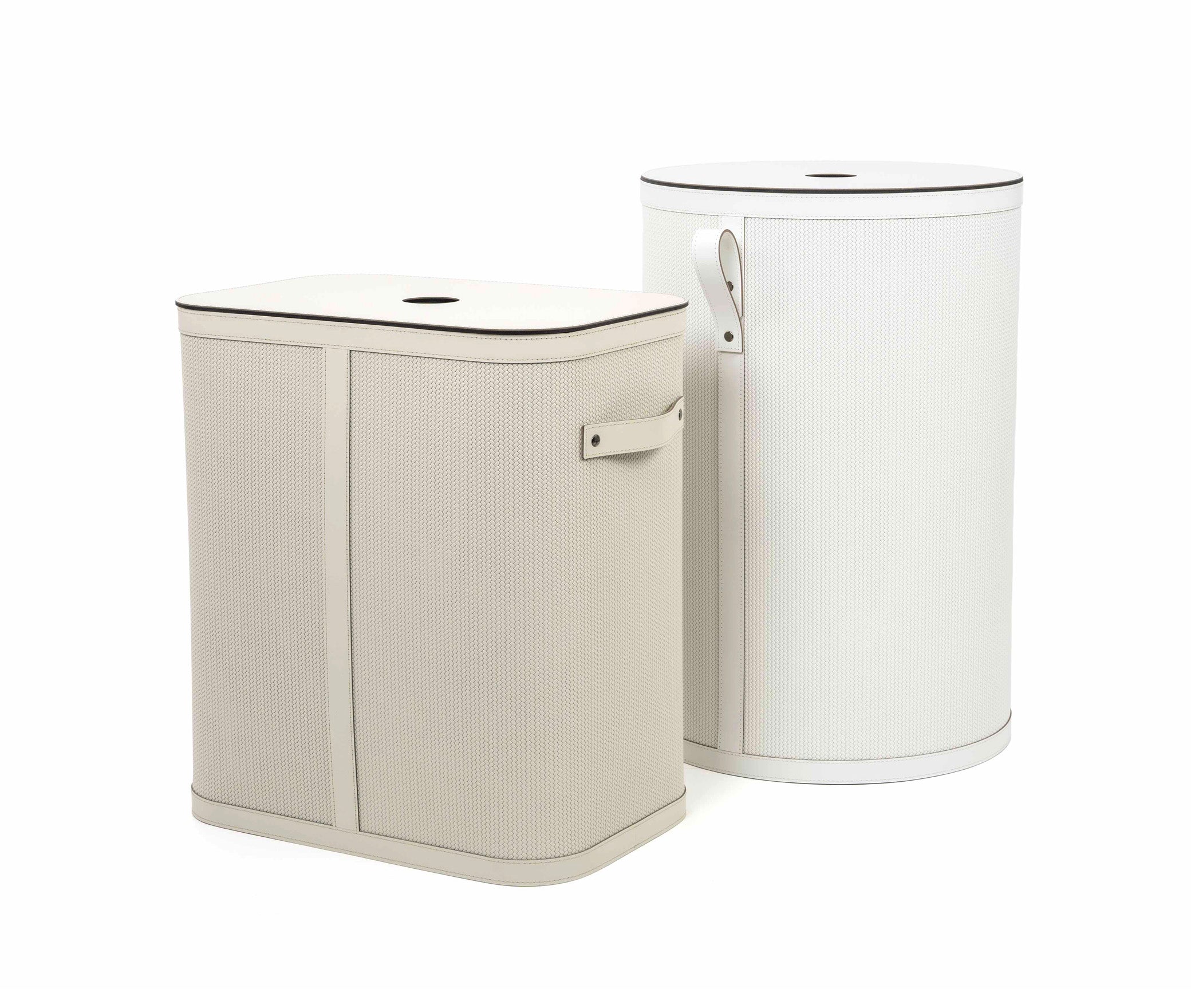 Круглая корзина Roda - Ø 40XH60 см / Серо-коричневая / плетеная кожа_coffee Pinetti 00.7193.B84.1548 - Вид №2