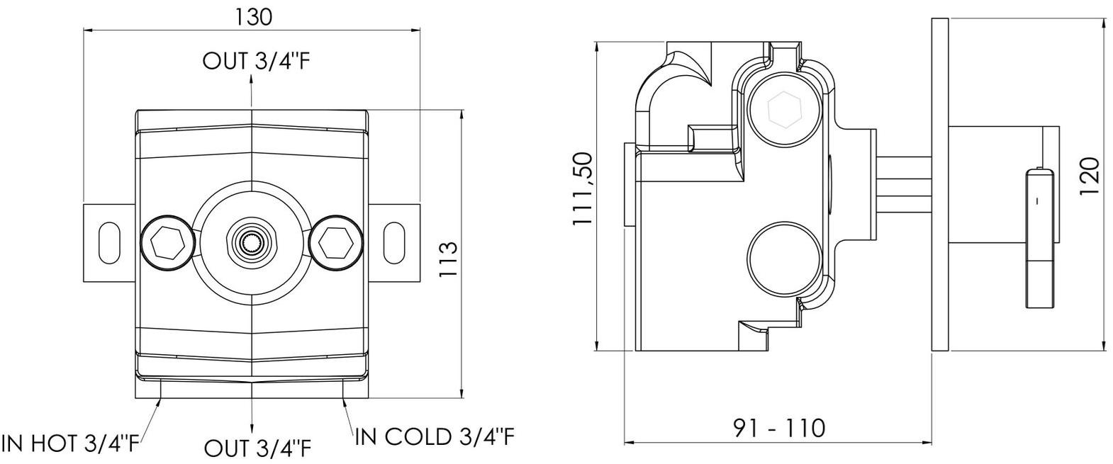 rvb Термостатический смеситель для душа на одно отверстие Polo club 4041.--.74 - Вид №1