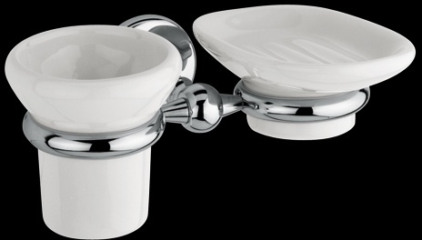 SH144 Мыльница и стакан керамические с держателем, подвесной комплект bagno&associati SHIRE