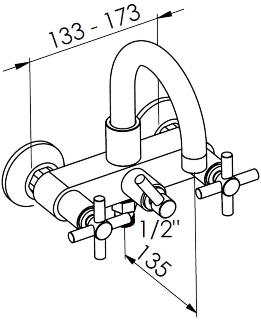 rvb Смеситель для ванны настенный на 2 отверстия Sully 4032.--.68 - Вид №1