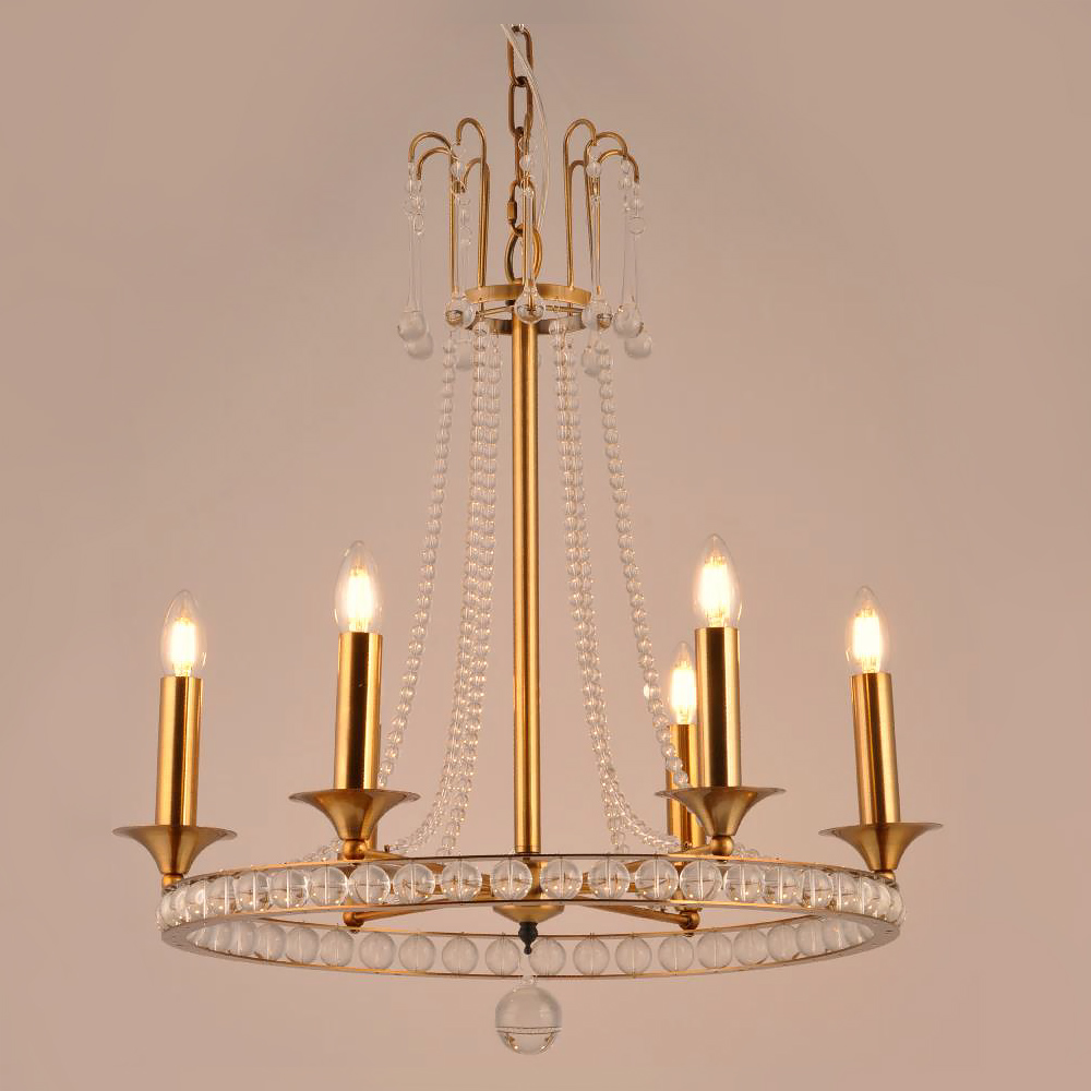 Люстра стеклянная 67х60 см латунь Regency PG6957 DELIGHT COLLECTION ДИЗАЙНЕРСКИЕ 00-3883061 Золото;прозрачный  - Вид №1