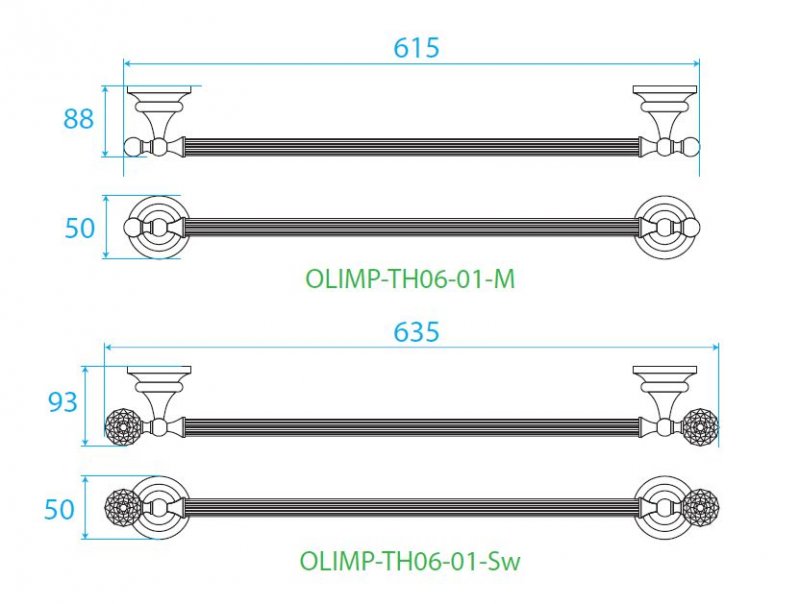 Полотенцедержатель 60 см CEZARES OLIMP-TH06-01-M - Вид №1