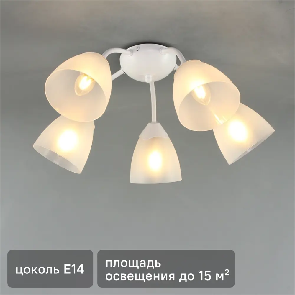 Люстра потолочная Vitaluce Найс 5 ламп 15м² Е14 цвет белый матовый 18662782 STLM-2005250 