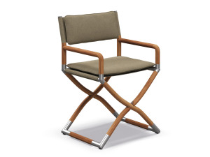 Складной стул директора из тикового дерева и ткани с подлокотниками