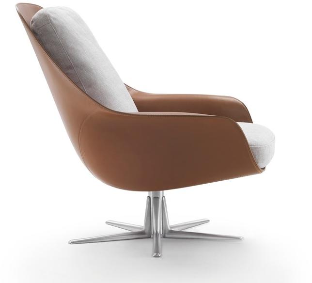Flexform Вращающееся кресло с подлокотниками из кожи и ткани Sveva sun-id-1372654 - Вид №2