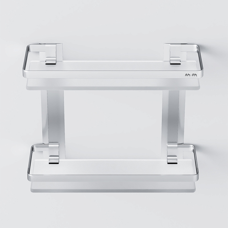 A7455200 Полка двухуровневая стеклянная алюминий AM.PM Sense L  - Вид №4