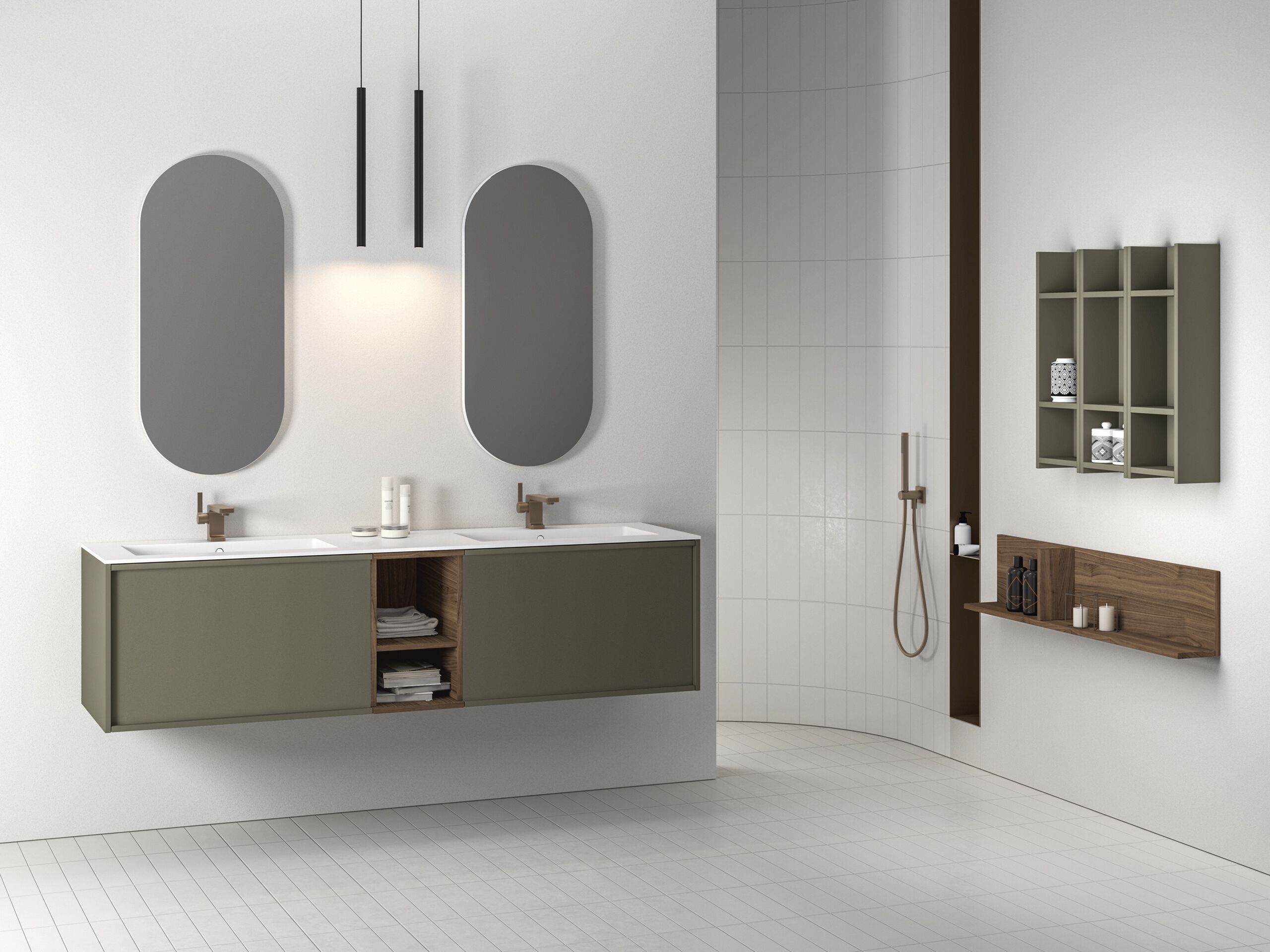 Двойной шкаф для раковины из грецкого ореха с настенным креплением STOCCO Loop 53 ARCH-00126915