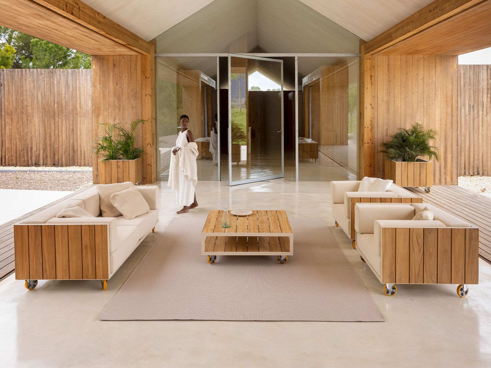 Прямоугольный садовый столик из алюминия и ТИКа с колесами Vondom Vineyard ARCH-00073963 - Вид №3