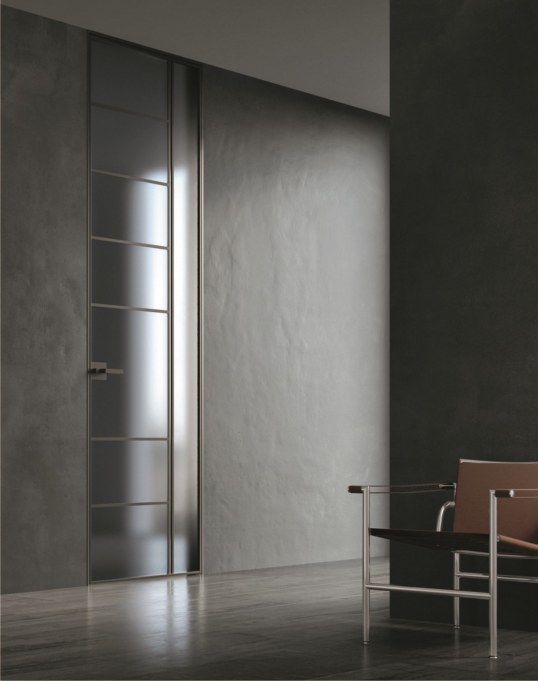 Стеклянная и алюминиевая распашная дверь BLUINTERNI Quadro-Line ARCH-00106648 - Вид №2