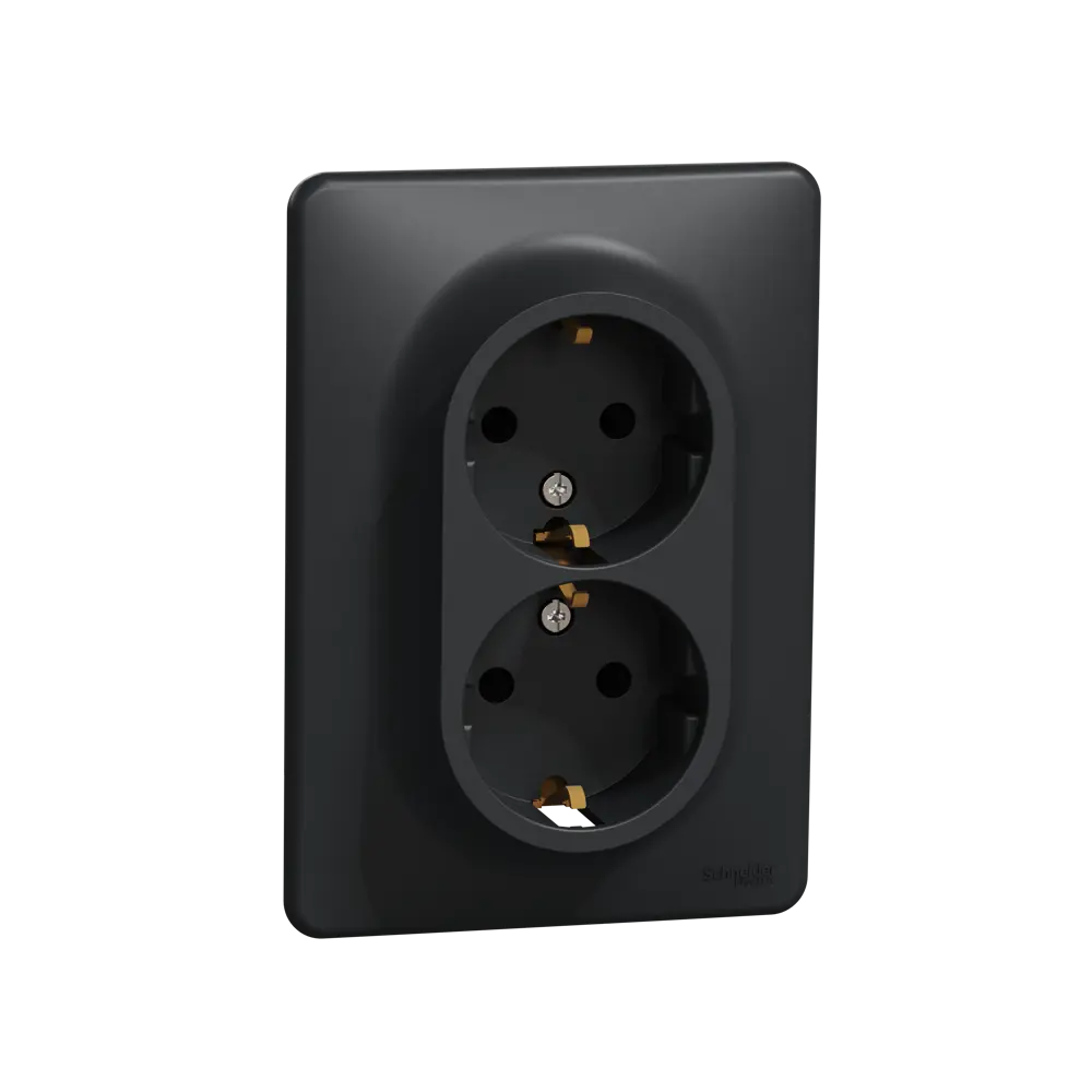 Розетка двойная встраиваемая Systeme Electric Sedna Design с заземлением, цвет антрацит 84794310 STLM-2153035 - Вид №1
