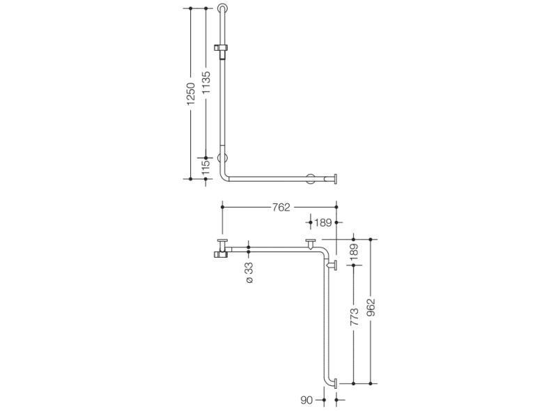 805.35.240R Поручень для душа с держателем для душа, правостороннее исполнение HEWI Greifen  - Вид №1
