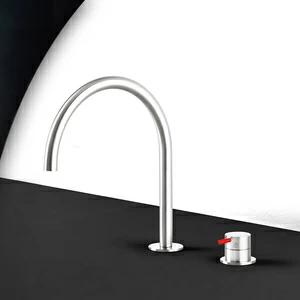 Кухонный смеситель сталь глянцевая с красной ручкой Kitchen Radomonte TKI32LCIL25