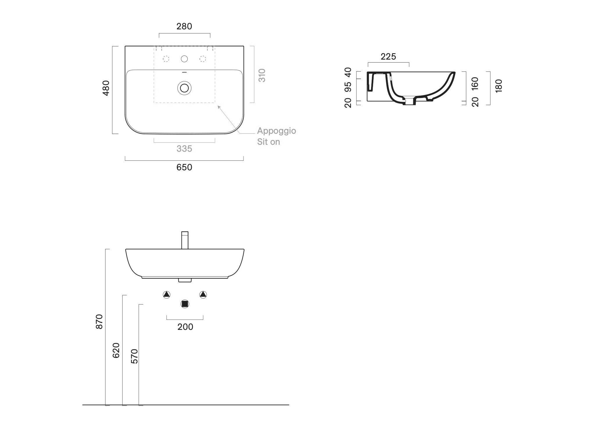 Прямоугольная раковина с переливом CERAMICA CATALANO Italy ARCH-00051840 - Вид №1