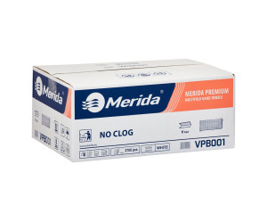 VPB001 Бумажные полотенца PREMIUM NO CLOG, белые, трехслойные, 2700 шт. Merida