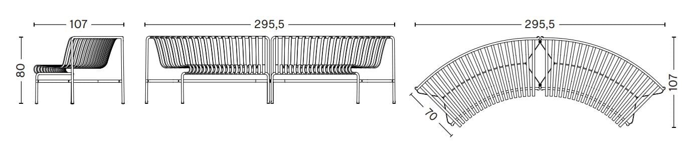 Стальная садовая скамейка с порошковым покрытием со спинкой Hay Палисад ARCH-00074175 - Вид №71