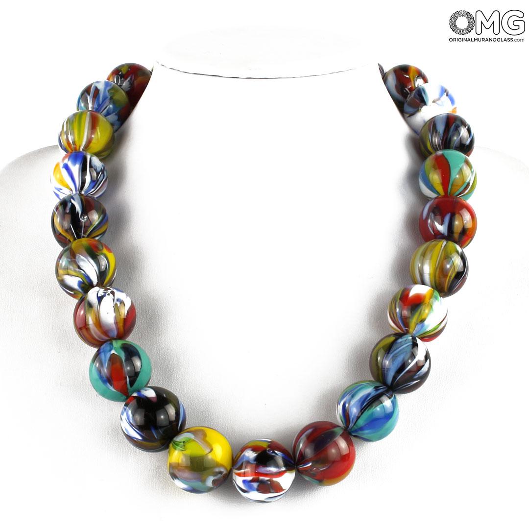 2262 ORIGINALMURANOGLASS Ожерелье из венецианских бусин Tintor 50 см  - Вид №1