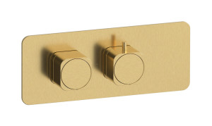 Мягкая термостатическая односторонняя горизонтальная квадратная пластина и комплект ручек WE ARE IB eua126osneo_1 Brushed Gold Aqua