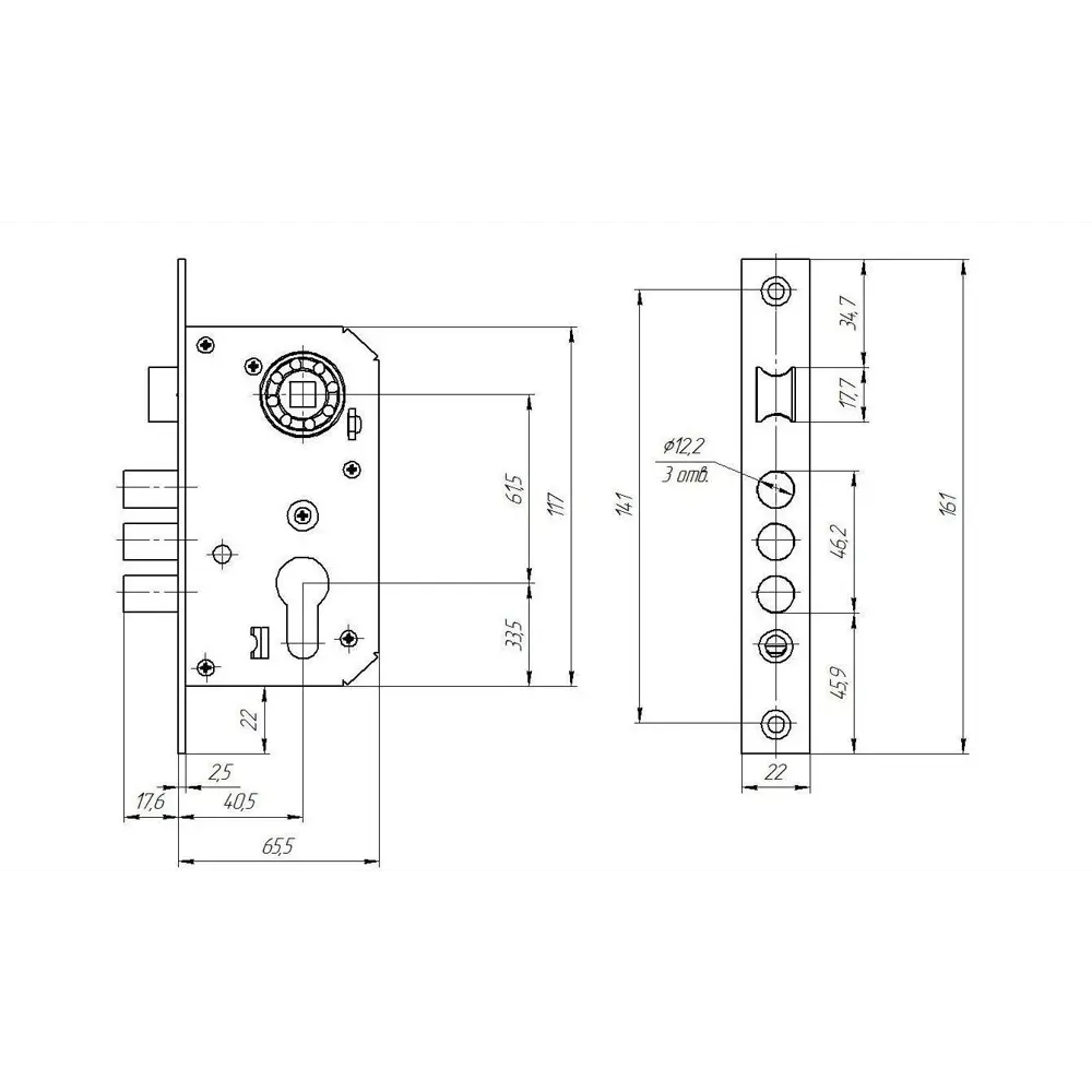 ЗЕНИТ Замок врезной Skin ЗВ7-60 с цилиндровым механизмом 89057057 STLM-0898483 - Вид №5