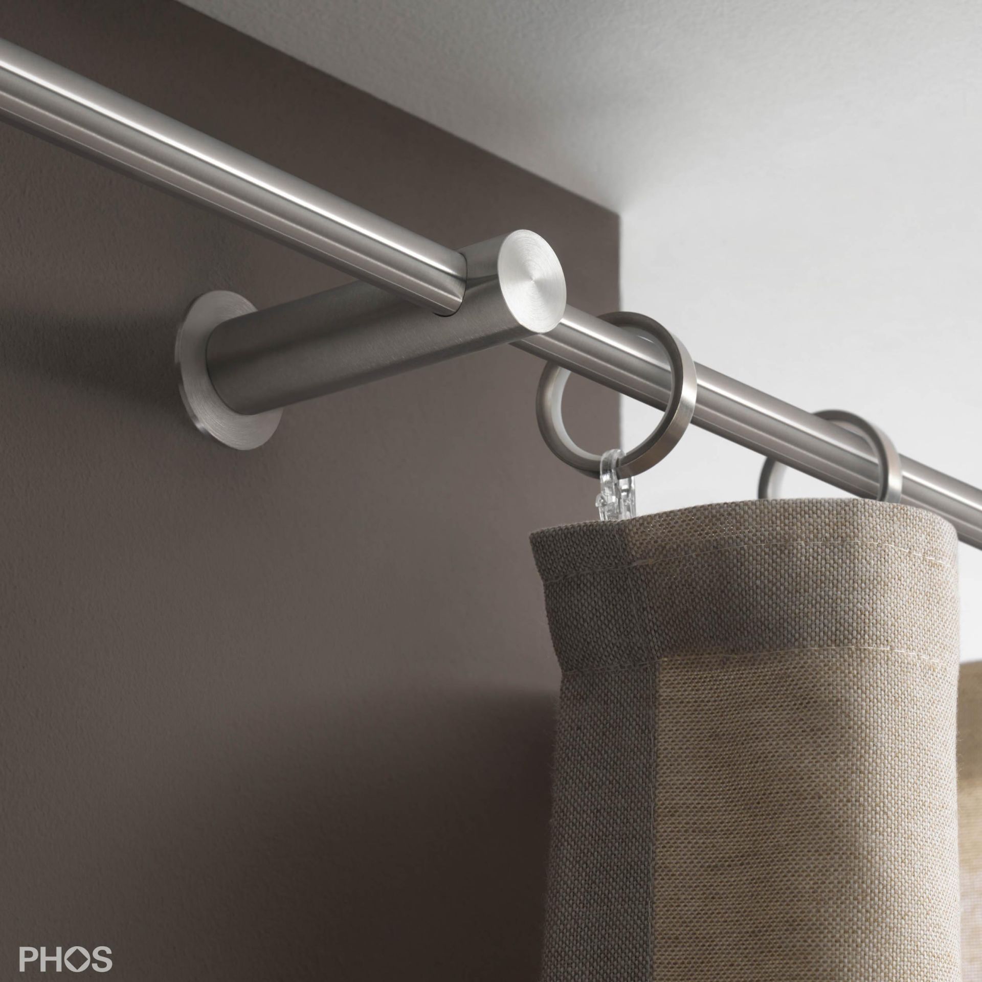 VS20-80-2600 Комплект карнизов: 260 см с 2 держателями и 1 держателем для карниза в качестве центральной опоры (недалеко от стены) PHOS  - Вид №2