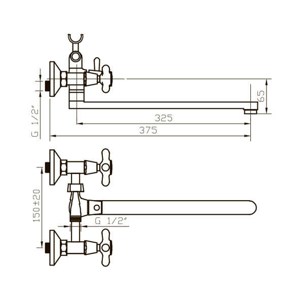 212 RETRO  Смеситель универсальный  ARGO kran 212retro - Вид №1