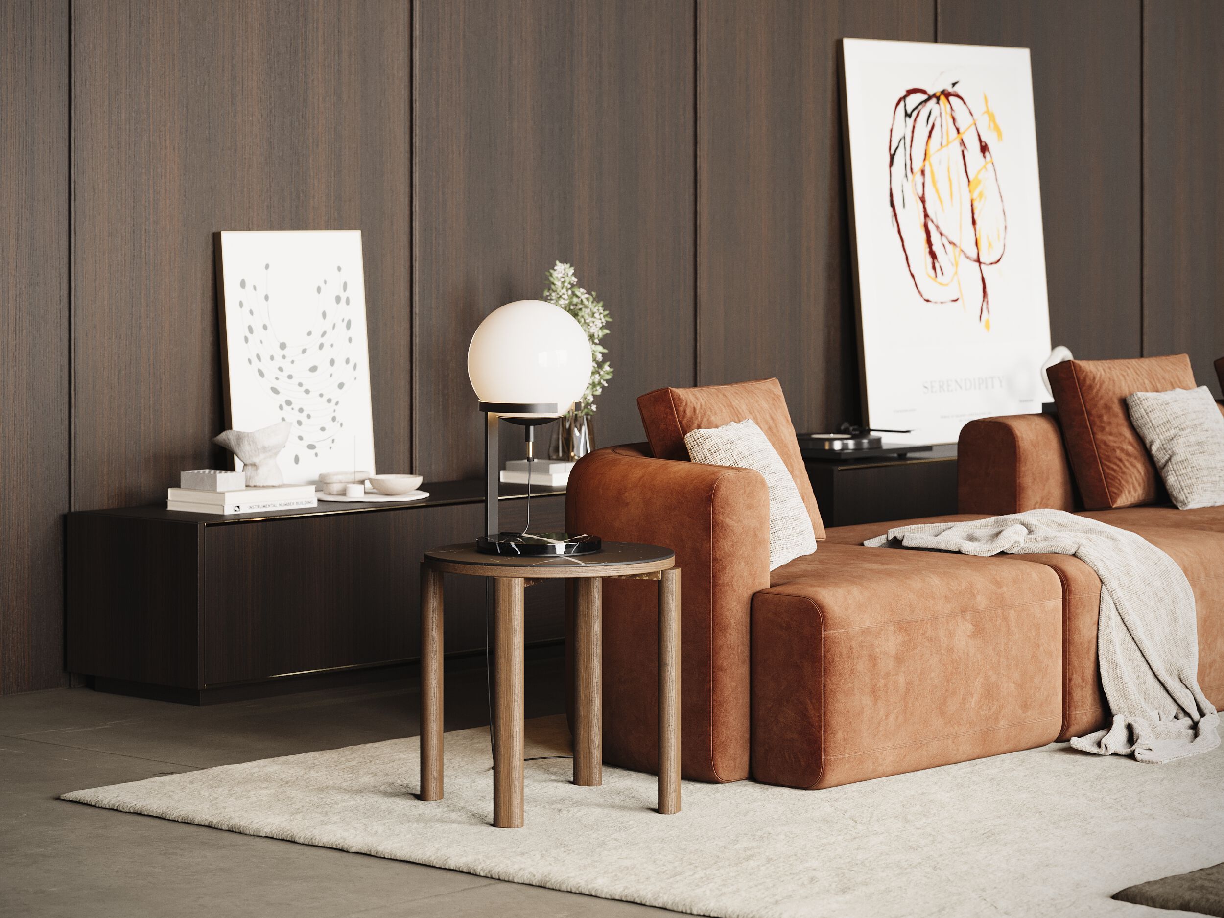 Деревянный шкаф для телевизора с выдвижными ящиками и дверцами Laskasas Origin ARCH-00063966 - Вид №4