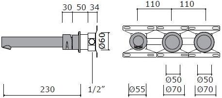MINA Смеситель для ванны на 3 отверстия Giotto 7600 - Вид №2