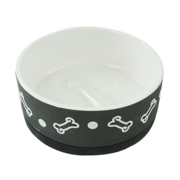 ПР0044082 Миска для животных Bones черная керамическая 15х5,6 см 650мл Foxie 
