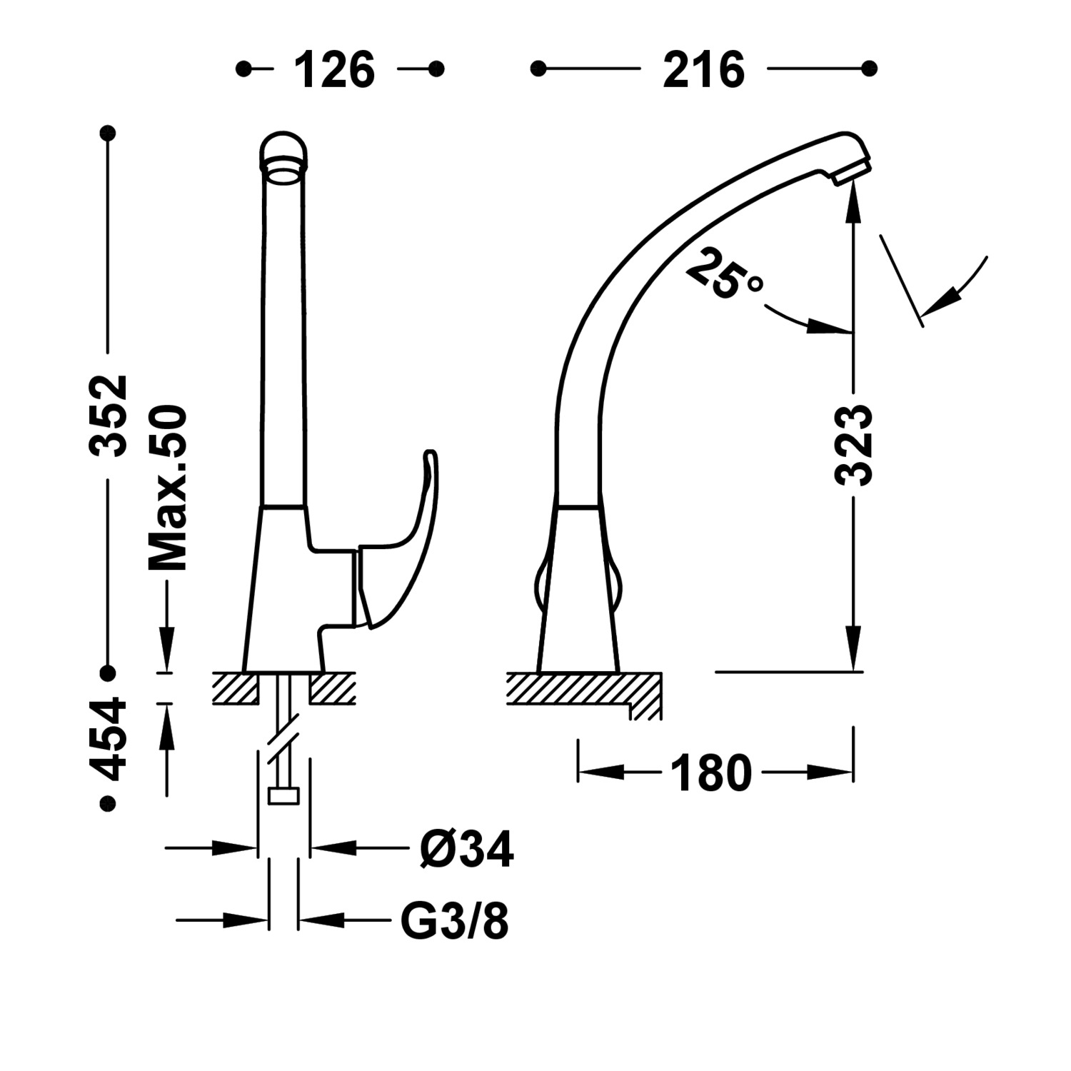 КУХОННЫЙ смеситель с одной ручкой для кухни-172447 TRES Kitchen - Вид №1